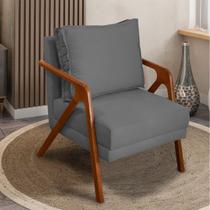 Poltrona Decorativa Para Sala Cadeira Reforçada Shine Madeira Maciça Suede Cores - Clique & Decore