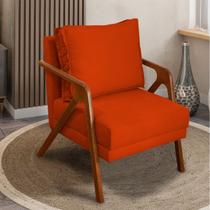 Poltrona Decorativa Para Sala Cadeira Reforçada Shine Madeira Maciça Suede Cores