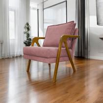 Poltrona Decorativa para Sala Cadeira Reforçada Shine Madeira Maciça Tecido Bouclé Premium Cores