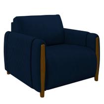 Poltrona Decorativa para Sala de Estar 98cm Amaranto M22 Veludo Azul Marinho - Mpozenato Poltrona Decorativa para Sala de Estar 98cm Amaranto M22 Veludo Azul Marinho - Mpozenato