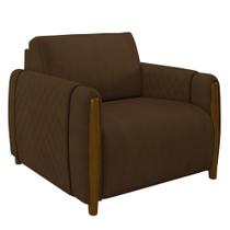 Poltrona Decorativa para Sala de Estar 98cm Amaranto M22 Veludo Marrom - Mpozenato Poltrona Decorativa para Sala de Estar 98cm Amaranto M22 Veludo Marrom - Mpozenato