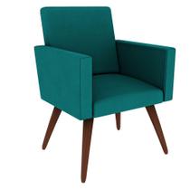 Poltrona Decorativa Para Sala De Estar Anna Suede Azul Turquesa