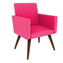 Poltrona Decorativa Para Sala De Estar Anna Suede Rosa Pink