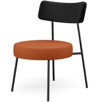 Poltrona Decorativa Para Sala De Estar Base Fixa Londres L02 material sintético Preto Tecido Terracota - Lyam Poltrona Decorativa Para Sala De Estar Base Fixa Londres L02 material sintético Preto Tecido Terracota - Lyam