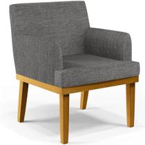 Poltrona Decorativa Para Sala De Estar Base Mel Beatriz W01 Linho - Lyam Decor