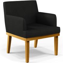 Poltrona Decorativa Para Sala de Estar Base Mel Beatriz W01 Material Sintético Preto - Lyam Decor