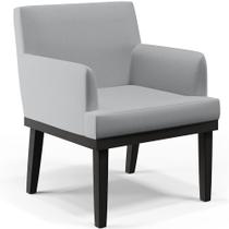 Poltrona Decorativa Para Sala De Estar Base Preto Beatriz W01 Linho Cinza - Lyam Decor