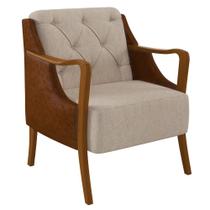 Poltrona Decorativa para Sala de Estar Capitonê Lapa M22 PU Camel/Linho Cru - Mpozenato Poltrona Decorativa para Sala de Estar Capitonê Lapa M22 PU Camel/Linho Cru - Mpozenato