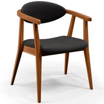 Poltrona Decorativa Para Sala de Estar Cecília L02 Linho Chumbo - Lyam Decor