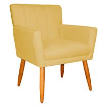 Poltrona Decorativa para Sala de Estar Cecília Suede Amarelo - Montanaris Decor Poltrona Decorativa para Sala de Estar Cecília Suede Amarelo - Montanaris Decor