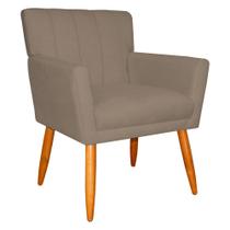 Poltrona Decorativa para Sala de Estar Cecília Suede Cappuccino - Montanaris Decor