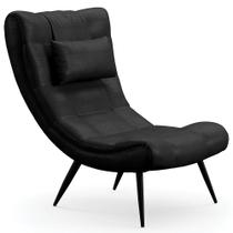 Poltrona Decorativa Para Sala de Estar com Almofada e Pés Palito Lord Facto Dunas Preto - Ibiza Poltrona Decorativa Para Sala de Estar com Almofada e Pés Palito Lord Facto Dunas Preto - Ibiza