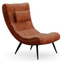 Poltrona Decorativa Para Sala de Estar com Almofada e Pés Palito Lord Sintético Nozes - Ibiza Poltrona Decorativa Para Sala de Estar com Almofada e Pés Palito Lord Sintético Nozes - Ibiza