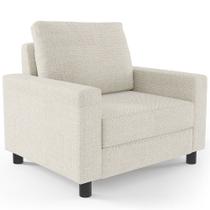 Poltrona Decorativa Para Sala De Estar E Recepção Malta L02 Linho Champagne - Lyam Decor