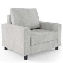 Poltrona Decorativa Para Sala De Estar E Recepção Malta L02 Linho Cinza - Lyam Decor