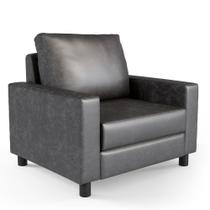 Poltrona Decorativa Para Sala De Estar E Recepção Malta L02 material sintético Preto Brilho - Lyam Decor