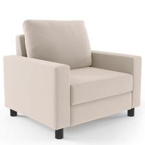 Poltrona Decorativa Para Sala De Estar E Recepção Malta L02 Suede Bege - Lyam Decor