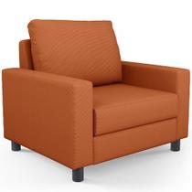 Poltrona Decorativa Para Sala De Estar E Recepção Malta L02 Tecido Terracota - Lyam Decor