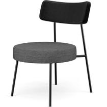 Poltrona Decorativa Para Sala De Estar Fixa Londres L02 material sintético Preto Linho Cinza Escuro - Lyam Poltrona Decorativa Para Sala De Estar Fixa Londres L02 material sintético Preto Linho Cinza Escuro - Lyam