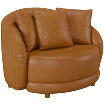 Poltrona Decorativa Para Sala de Estar Fixa Pés Madeira Witta M03 material sintético Whisky - Lyam Decor Poltrona Decorativa Para Sala de Estar Fixa Pés Madeira Witta M03 material sintético Whisky - Lyam Decor