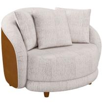 Poltrona Decorativa Para Sala de Estar Fixa Witta M03 material sintético Whisky Linho Bege - Lyam Decor