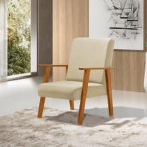 Poltrona Decorativa para Sala de Estar Juliana Veludo Bege Base Madeira Maciça Poltrona Decorativa para Sala de Estar Juliana Veludo Bege Base Madeira Maciça