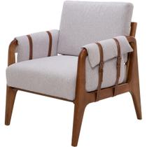 Poltrona Decorativa Para Sala De Estar Living Aymê L02 Linho Cinza - Lyam Decor