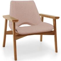 Poltrona Decorativa Para Sala de Estar Living Base Madeira Becker L02 Linho Rosê - Lyam Decor