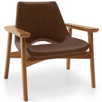 Poltrona Decorativa Para Sala de Estar Living Base Madeira Becker L02 material sintético Marrom - Lyam Decor Poltrona Decorativa Para Sala de Estar Living Base Madeira Becker L02 material sintético Marrom - Lyam Decor