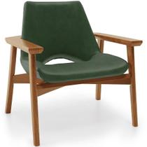 Poltrona Decorativa Para Sala De Estar Living Base Madeira Becker L02 material sintético Verde Musgo - Lyam Decor Poltrona Decorativa Para Sala De Estar Living Base Madeira Becker L02 material sintético Verde Musgo - Lyam Decor