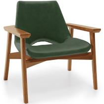 Poltrona Decorativa Para Sala de Estar Living Base Madeira Becker L02 material sintético Verde Musgo - Lyam Decor Poltrona Decorativa Para Sala de Estar Living Base Madeira Becker L02 material sintético Verde Musgo - Lyam Decor