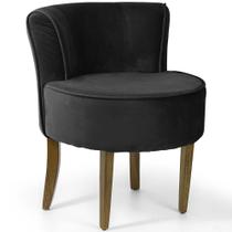 Poltrona Decorativa Para Sala de Estar Olivia Pés Fixa Suede Preto - Nexta Casa Poltrona Decorativa Para Sala de Estar Olivia Pés Fixa Suede Preto - Nexta Casa