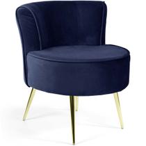 Poltrona Decorativa Para Sala de Estar Olivia Pés Palito Gold Veludo Azul Royal - Nexta Casa