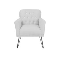 Poltrona Decorativa Para Sala de Estar Pés de Ferro Anitta Suede Branco - DL Decor