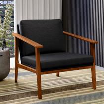 Poltrona Decorativa Para Sala de Estar Petra B04 Linho Chumbo - Lyam Decor