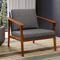 Poltrona Decorativa Para Sala de Estar Petra B04 Linho Cinza Escuro - Lyam Decor