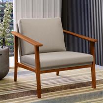 Poltrona Decorativa Para Sala de Estar Petra B04 Linho Cru - Lyam Decor