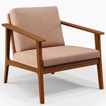 Poltrona Decorativa Para Sala de Estar Petra B04 Linho Rosê - Lyam Decor