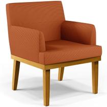 Poltrona Decorativa Para Sala De Estar Recepção Beatriz Base Mel W01 Tecido Terracota