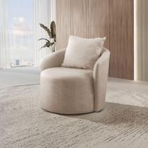 Poltrona Decorativa para Sala de Estar Redonda Califórnia Bege