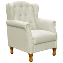 Poltrona Decorativa Para Sala de Estar Yara Linho Bege - Lyam Decor