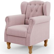 Poltrona Decorativa Para Sala de Estar Yara P02 Bouclê Rosê - Lyam Decor Poltrona Decorativa Para Sala de Estar Yara P02 Bouclê Rosê - Lyam Decor