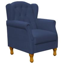 Poltrona Decorativa Para Sala de Estar Yara Suede Azul Marinho - Lyam Decor