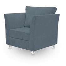 Poltrona Decorativa para Sala e Quarto Lisboa Suede Azul turquesa