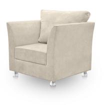 Poltrona Decorativa para Sala e Quarto Lisboa Suede Bege
