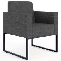 Poltrona Decorativa para Sala E Recepção Base Fixa De Metal Helô L02 Linho Cinza Escuro - Lyam Decor Poltrona Decorativa para Sala E Recepção Base Fixa De Metal Helô L02 Linho Cinza Escuro - Lyam Decor