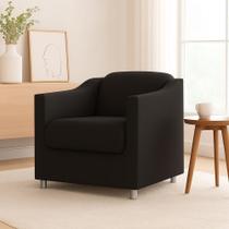 Poltrona Decorativa para Sala, Escritorio, Recepção Tila Suede Preto Poltrona Decorativa para Sala, Escritorio, Recepção Tila Suede Preto