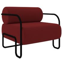 Poltrona Decorativa para Sala Industrial Kira K04 Veludo Vermelho - Mpozenato