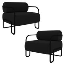 Poltrona Decorativa para Sala Industrial Kit 2 Kira K04 Veludo Preto - Mpozenato Poltrona Decorativa para Sala Industrial Kit 2 Kira K04 Veludo Preto - Mpozenato