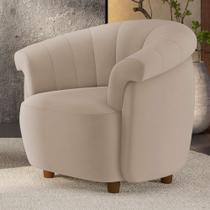 Poltrona Decorativa Para Sala Living Orgânica Perseu M03 Veludo Bege - Lyam Decor